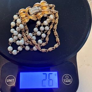 Vintage Four layered Faux Pearl and Gold Bracelet